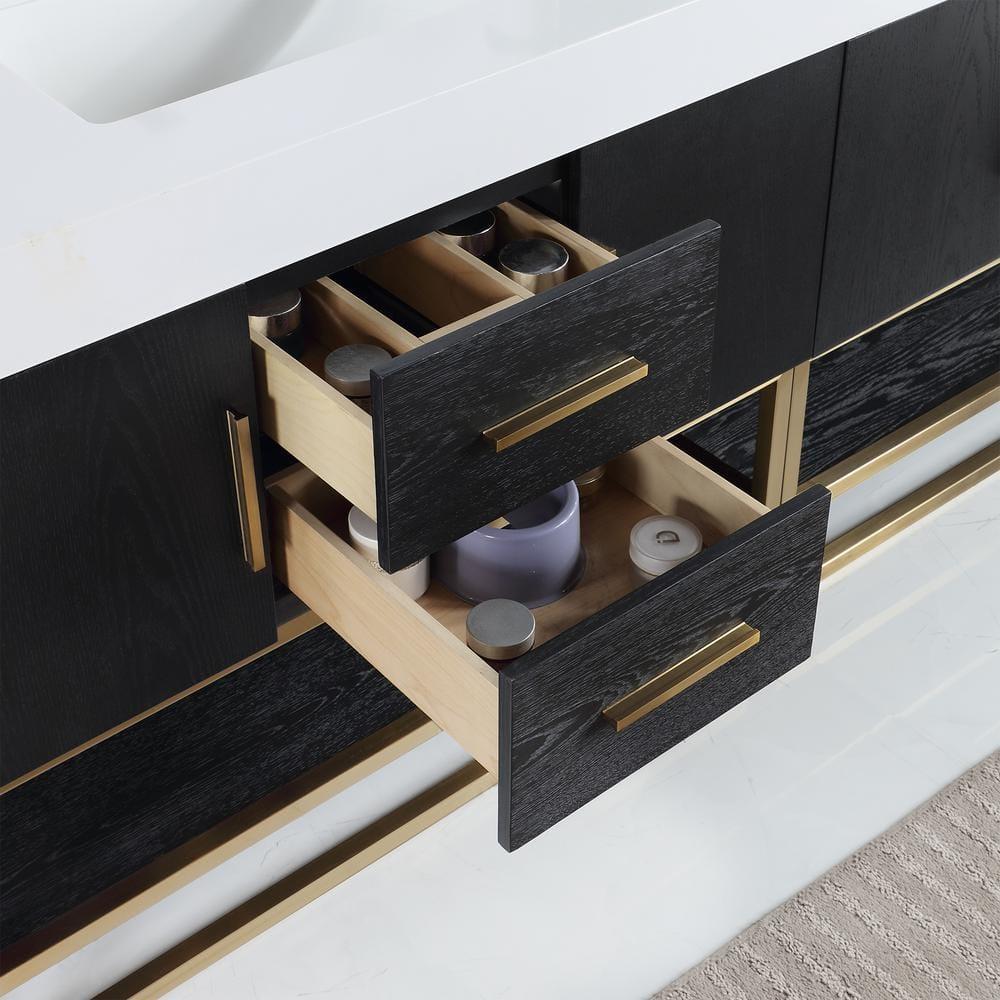 Altair Design Bianco 4-Drawer Composite Stone & Wood Vanity in Black Oak/White