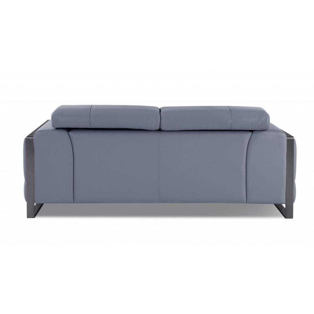HomeRoots 477563 75 in. Tufted Italian Leather Loveseat, Light Blue