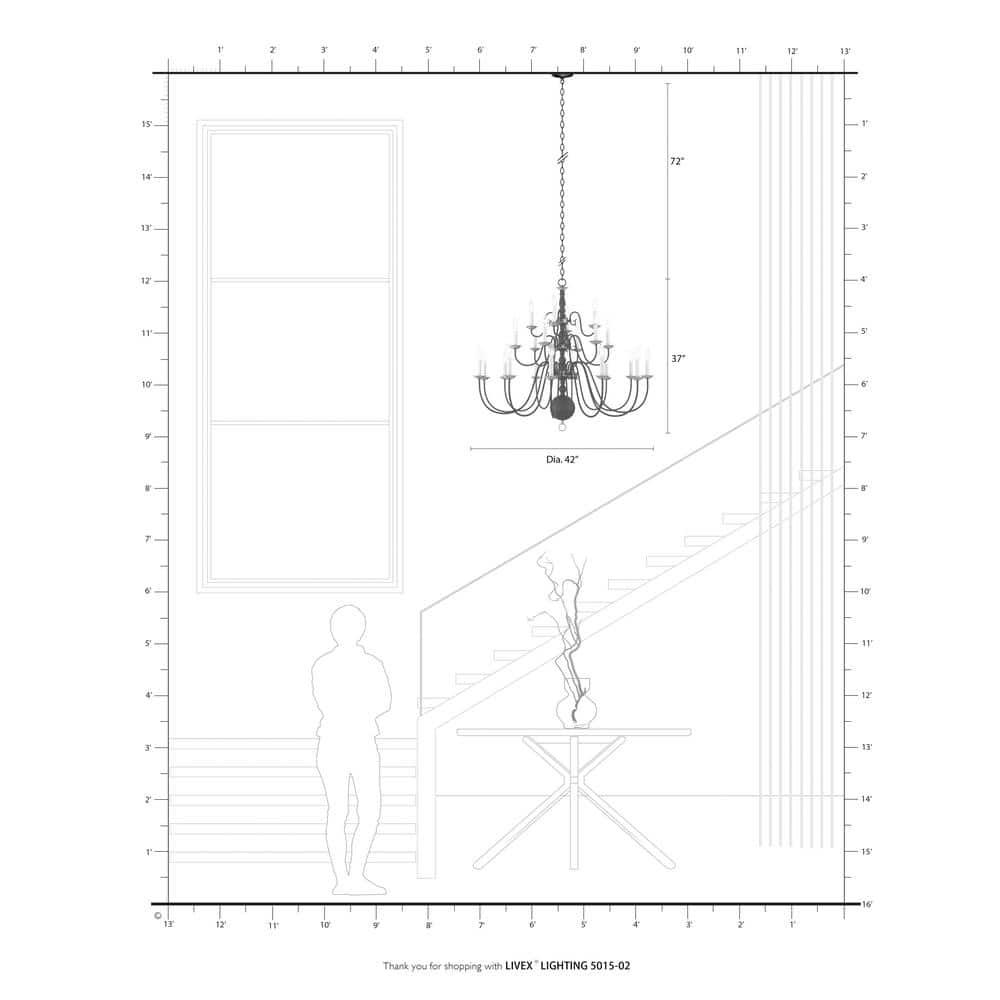Livex Lighting Williamsburgh 22 - Light Chandelier in  Polished Brass