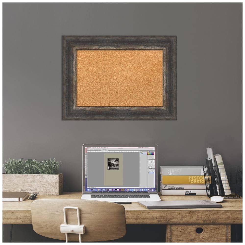 Amanti Art Natural Cork Board Framed Bark Rustic Char Bulletin Board 23 in. x 17 in.