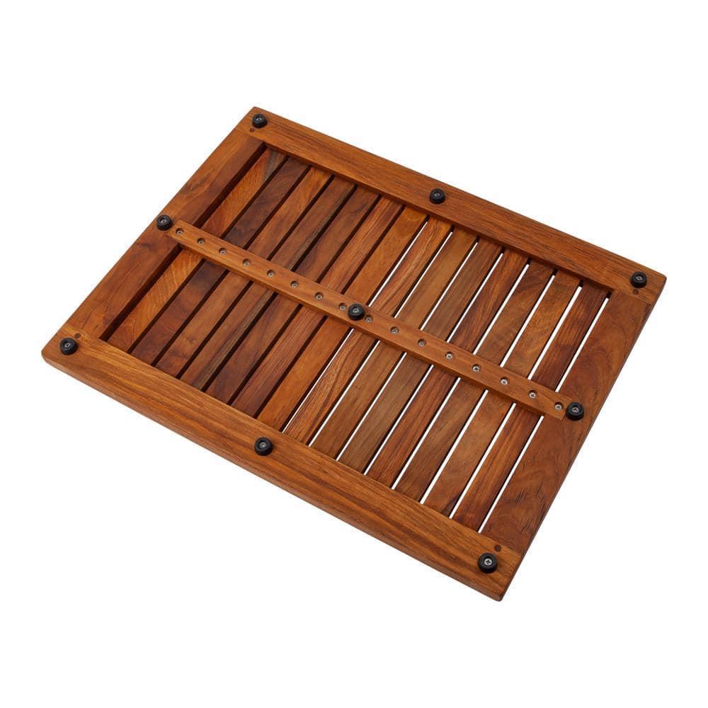 Nordic Teak 23.6" x 17.7" Oiled Shower and Bath Mat with Frame