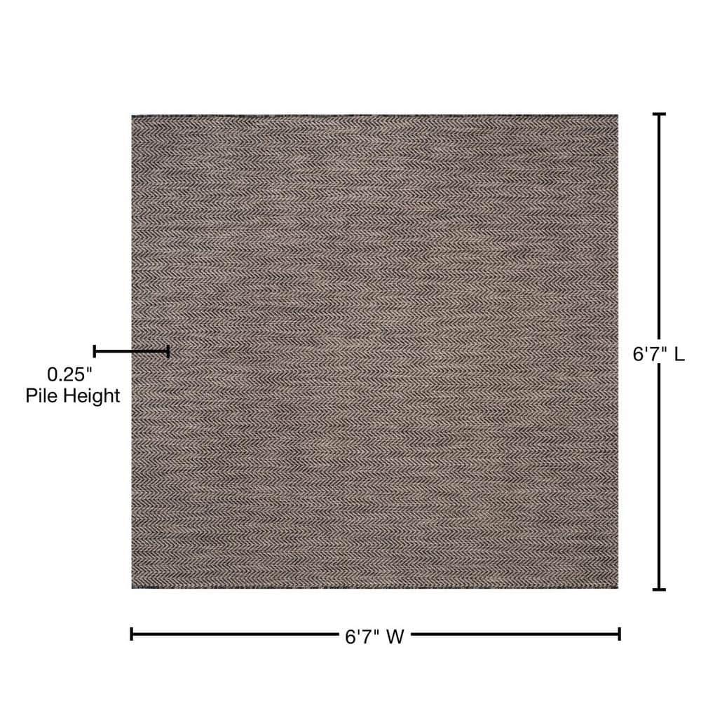 Courtyard CY8022 Power Loomed Indoor and Outdoor Area Rug - Black/Beige - 6'7"x6'7" - Safavieh