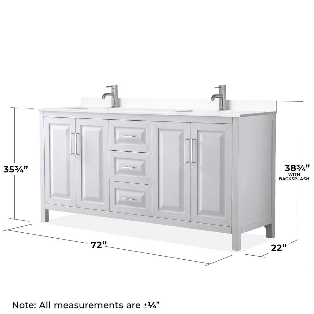 Wyndham Collection Daria 72'' Double Bathroom Vanity with Carrara Marble Top