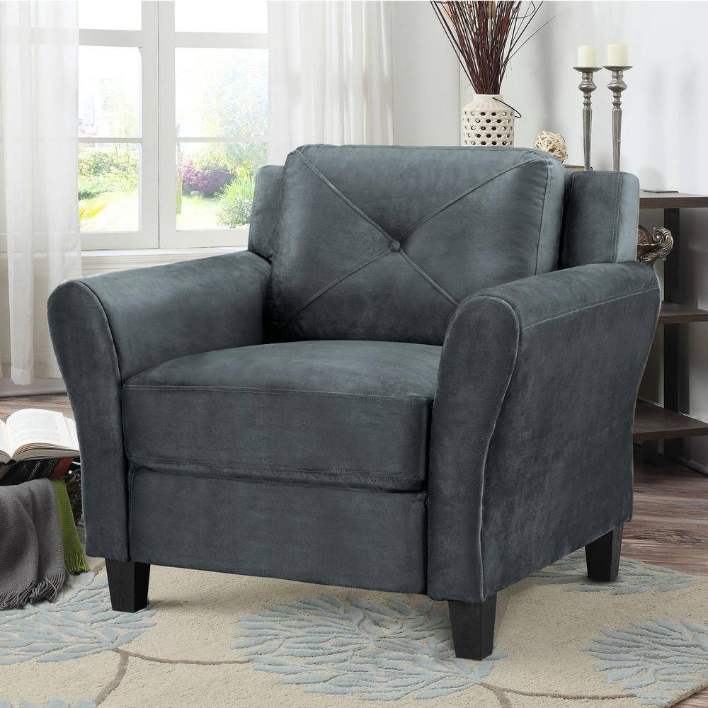 Lifestyle Solutions Harvard Chair in Dark Gray Microfiber Upholstery