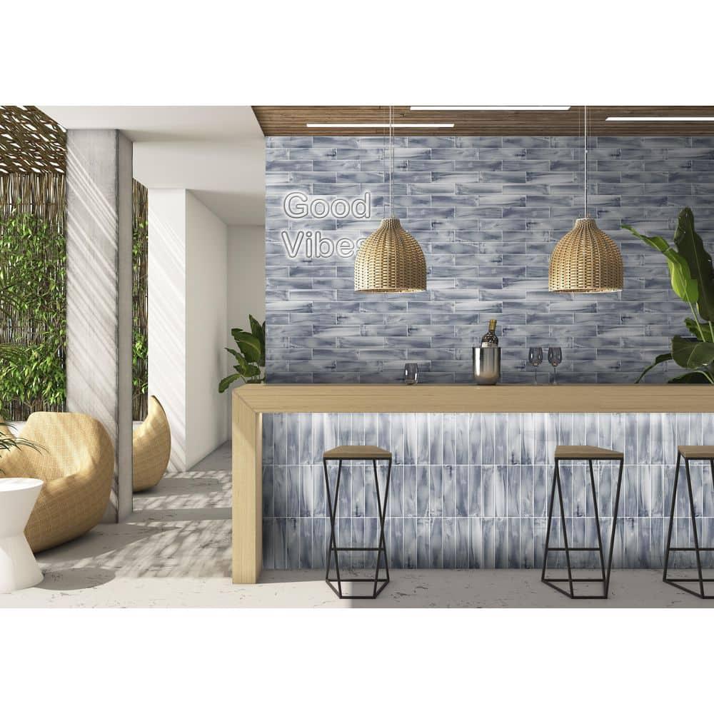 Thames 3-in. x 12-in. Subway Marble Look Satin Ceramic Wall Tile