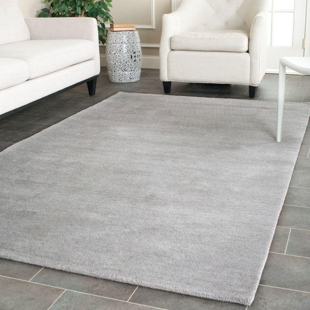 SAFAVIEH Himalaya Rachelle Solid Wool Area Rug, Grey, 9' x 12'