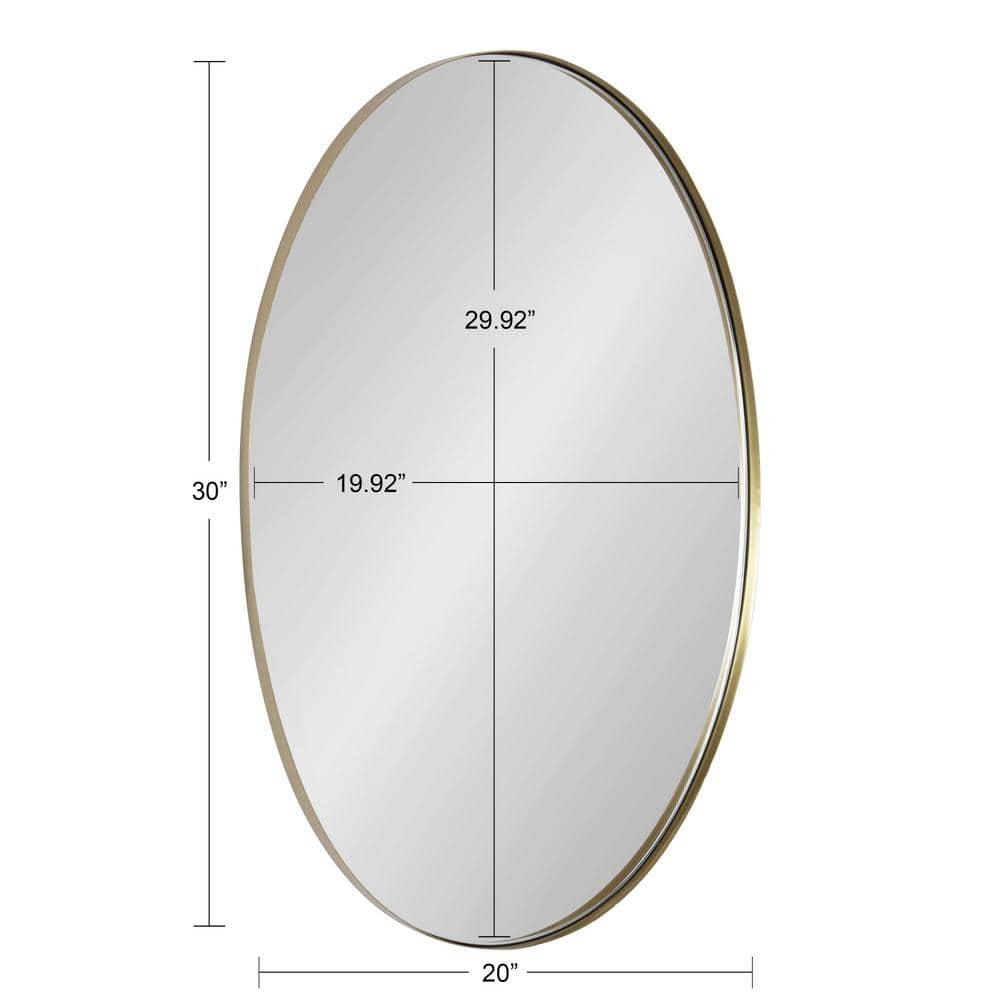 Kate and Laurel Rollo Midcentury Oval Metal Framed Mirror, 20 x 30, Gold, Decorative Modern Mirror Decor for Wall