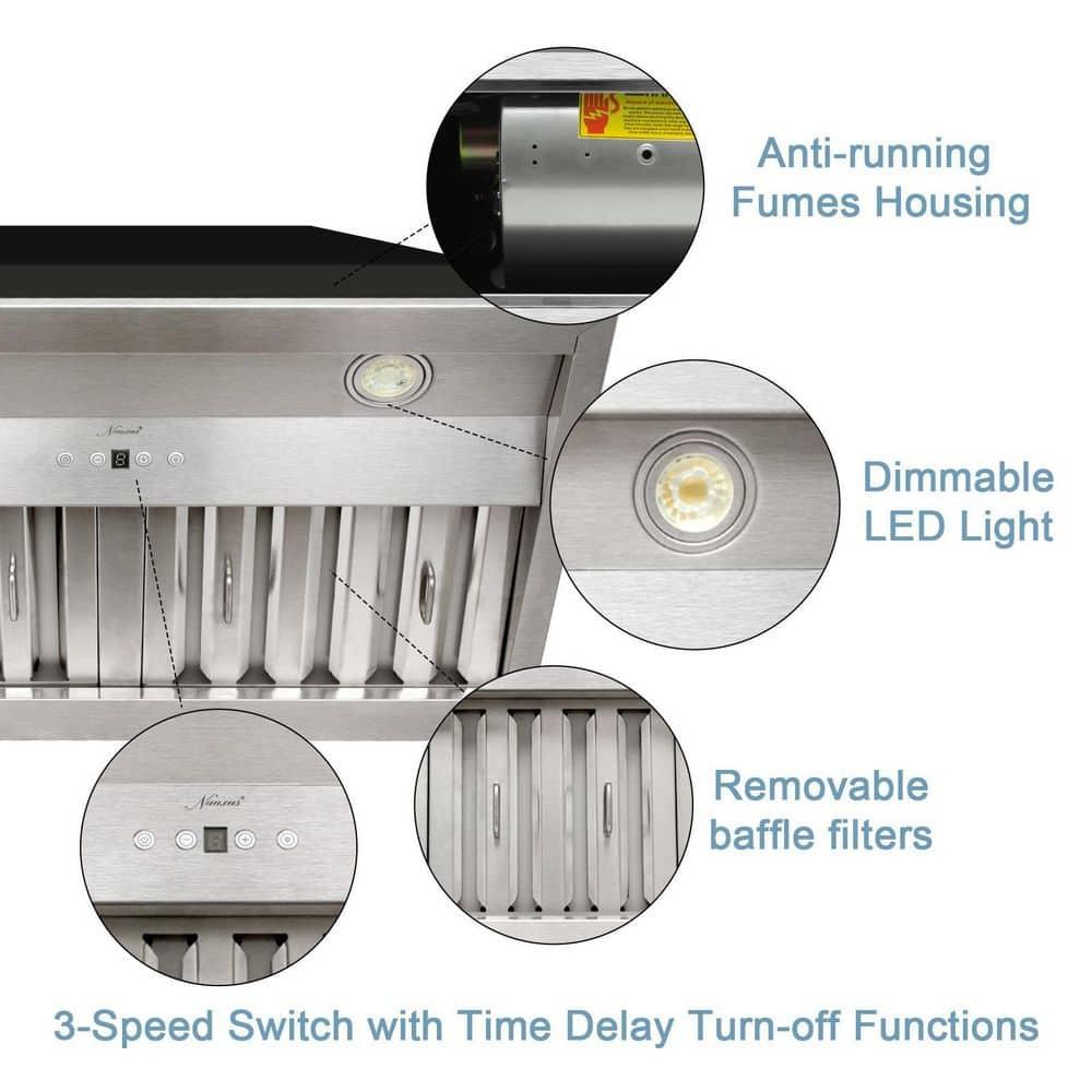 Akicon Stainless Steel 600 CFM Ducted (Vented) Insert Range Hood with Charcoal Filter