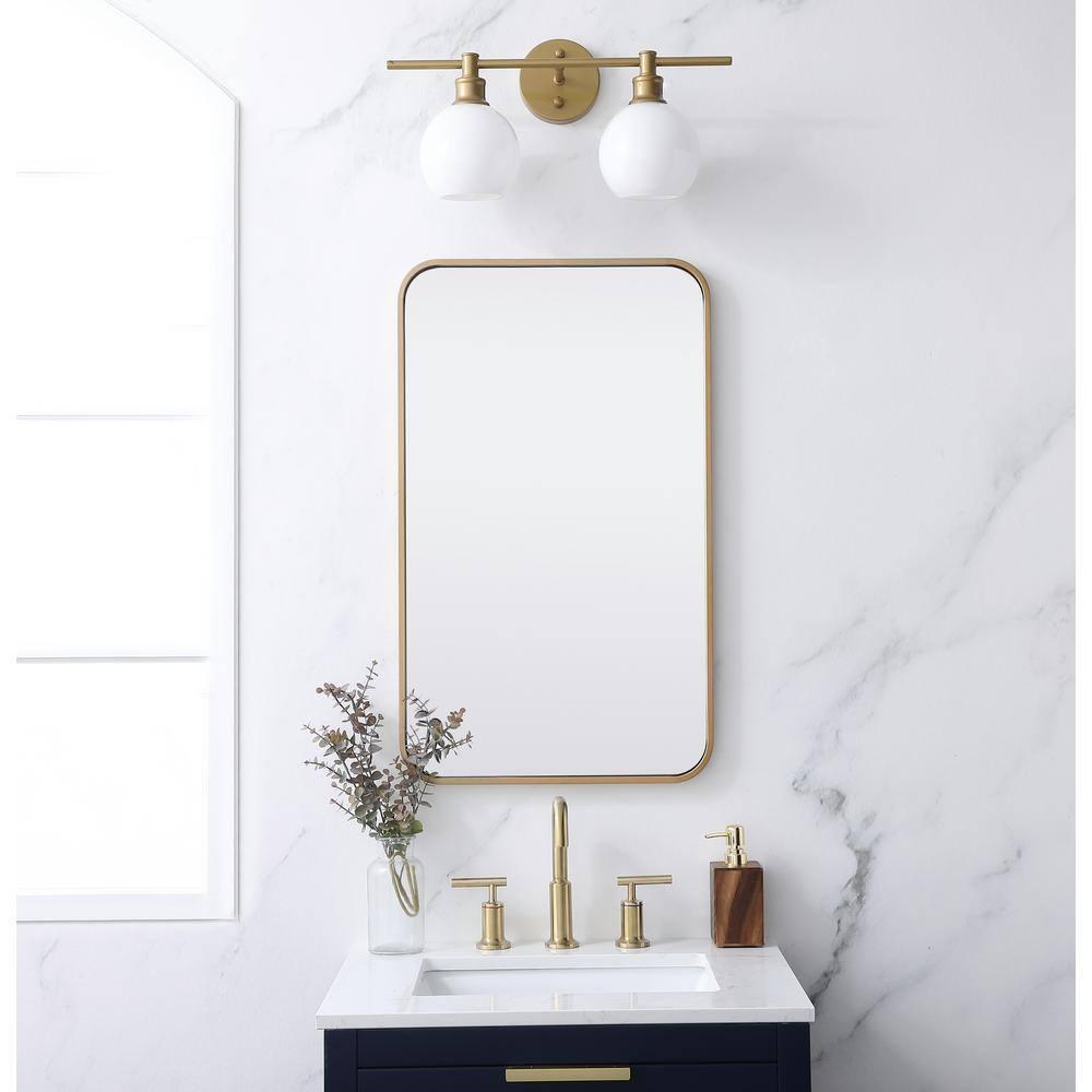 Elegant Lighting Soft corner metal rectangular mirror 18x30 inch in Brass