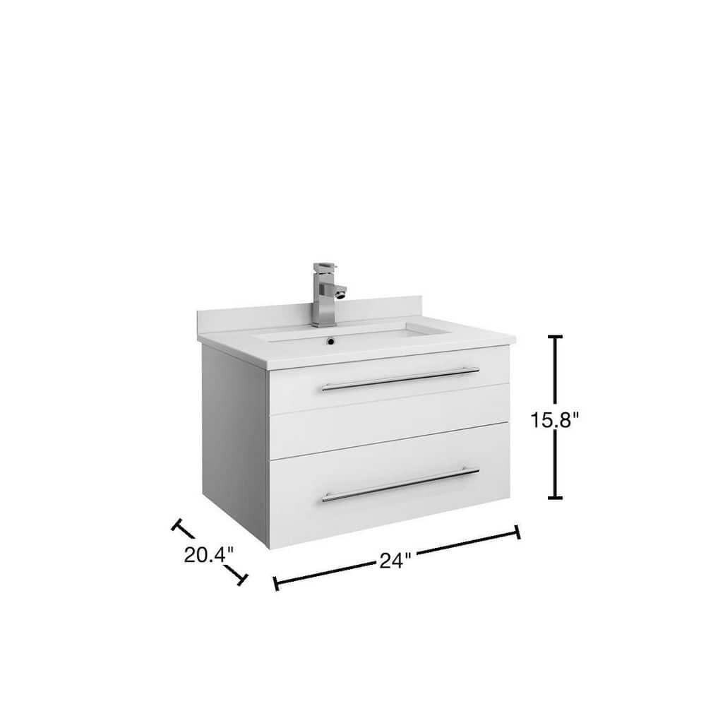 Lucera 24" Wall Mount Modern Single Sink Bathroom Vanity with Top and Undermount Sink