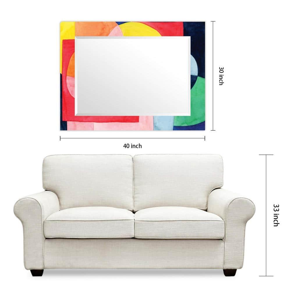 Empire Art Direct Launder Rectangular Beveled Mirror on Free Floating Printed Tempered Art Glass, 40" x 30" x 0.4" each, Ready to Hang