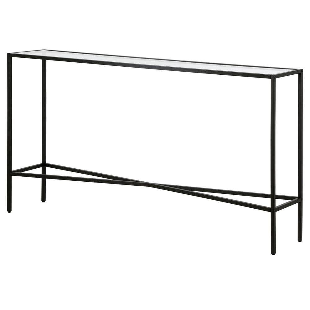 55" Black Bronze Console Table with Glass Tabletop - Henn&Hart
