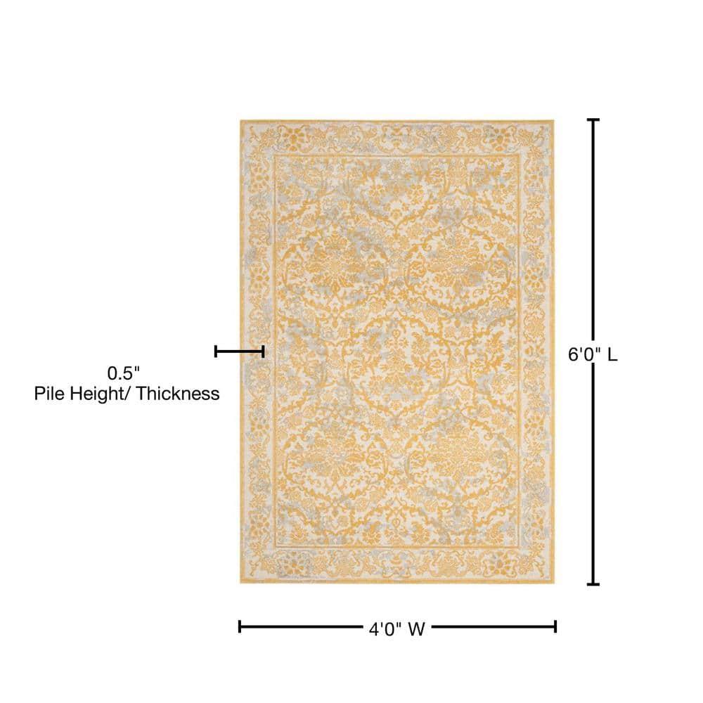 Evoke EVK242 Power Loomed Indoor Area Rug - Ivory/Gold - 4'x6' - Safavieh
