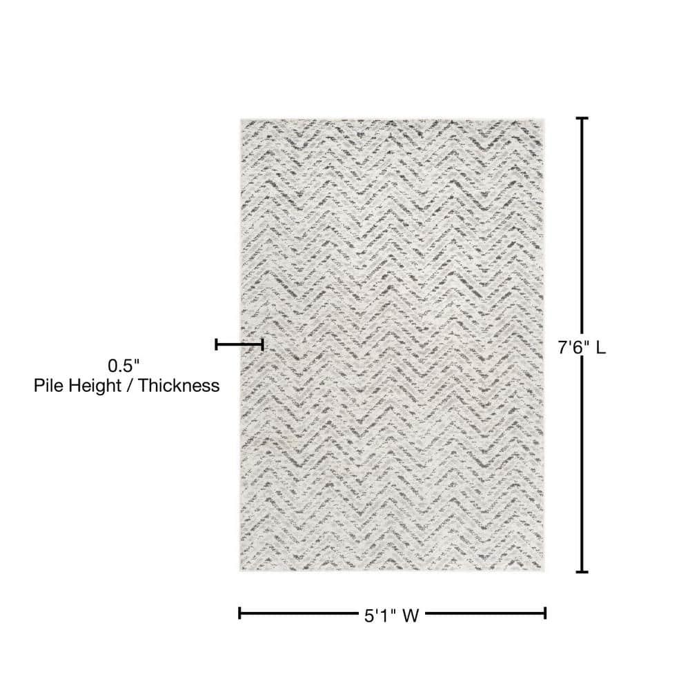 Adirondack ADR104 Power Loomed Area Rug - Ivory/Charcoal - 5'1"x7'6" - Safavieh.