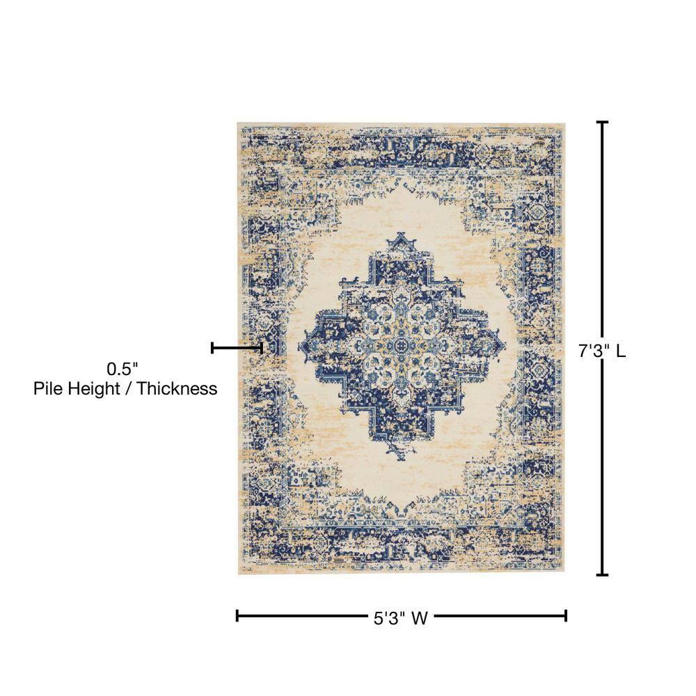 Nourison Grafix GRF14 White Area Rug 5'3" x 7'3"