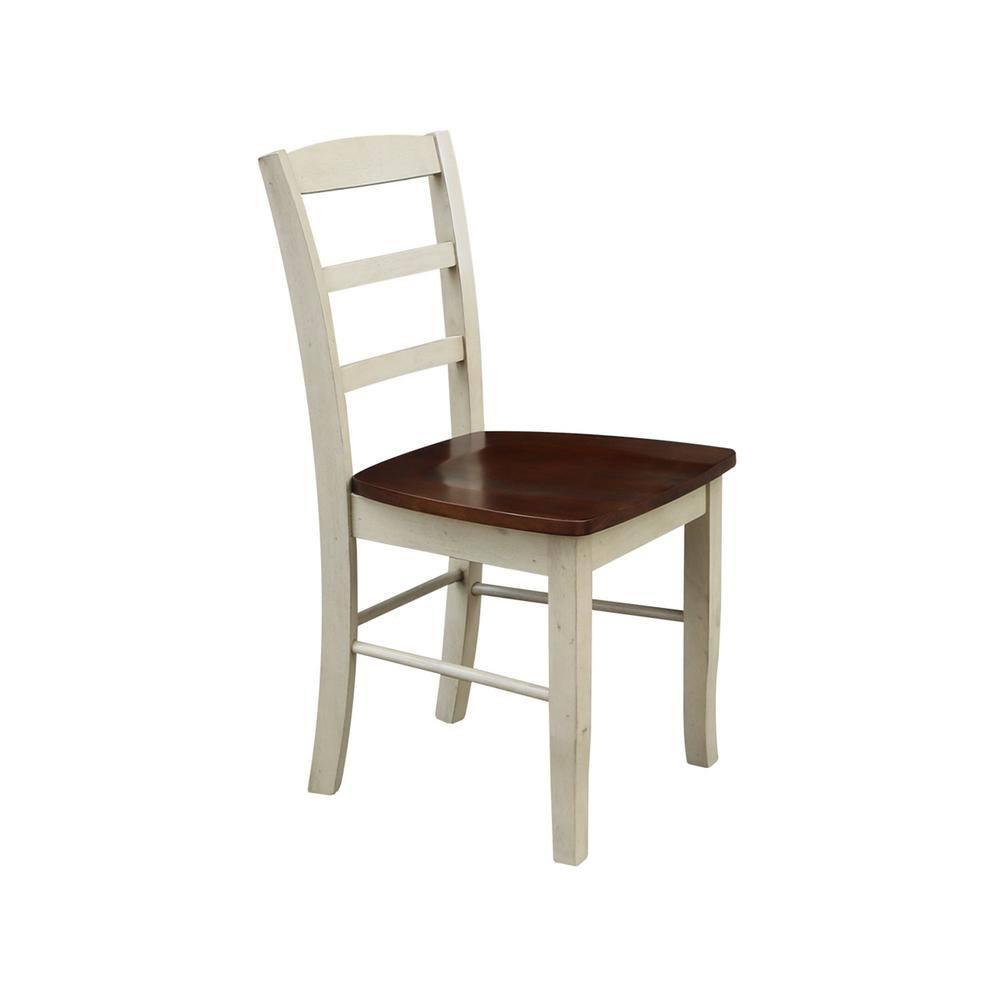 Set of 2 Madrid Ladderback Chairs Antiqued Almond/Espresso - International Concepts: Solid Wood, Unupholstered, Spot Clean