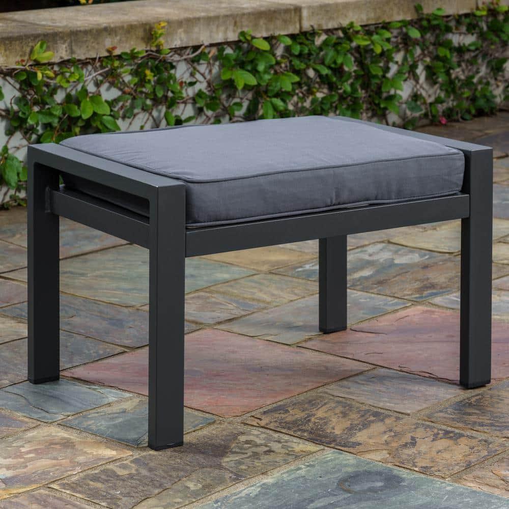 Lakeview Aluminum Outdoor Ottoman With Charcoal Cushion