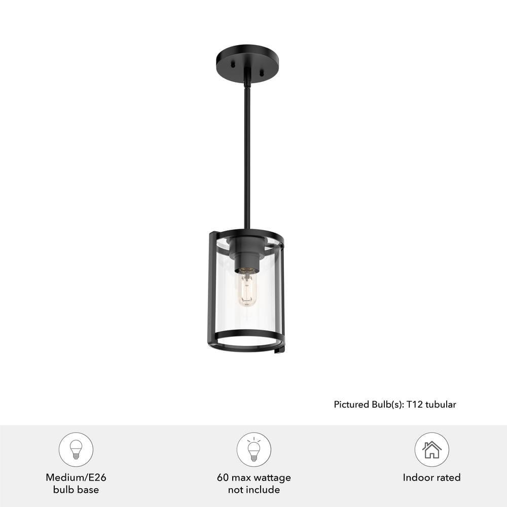 Astwood Clear Glass Mini Pendant Ceiling Light Fixture Matte Black - Hunter Fan: UL Listed, Adjustable Height