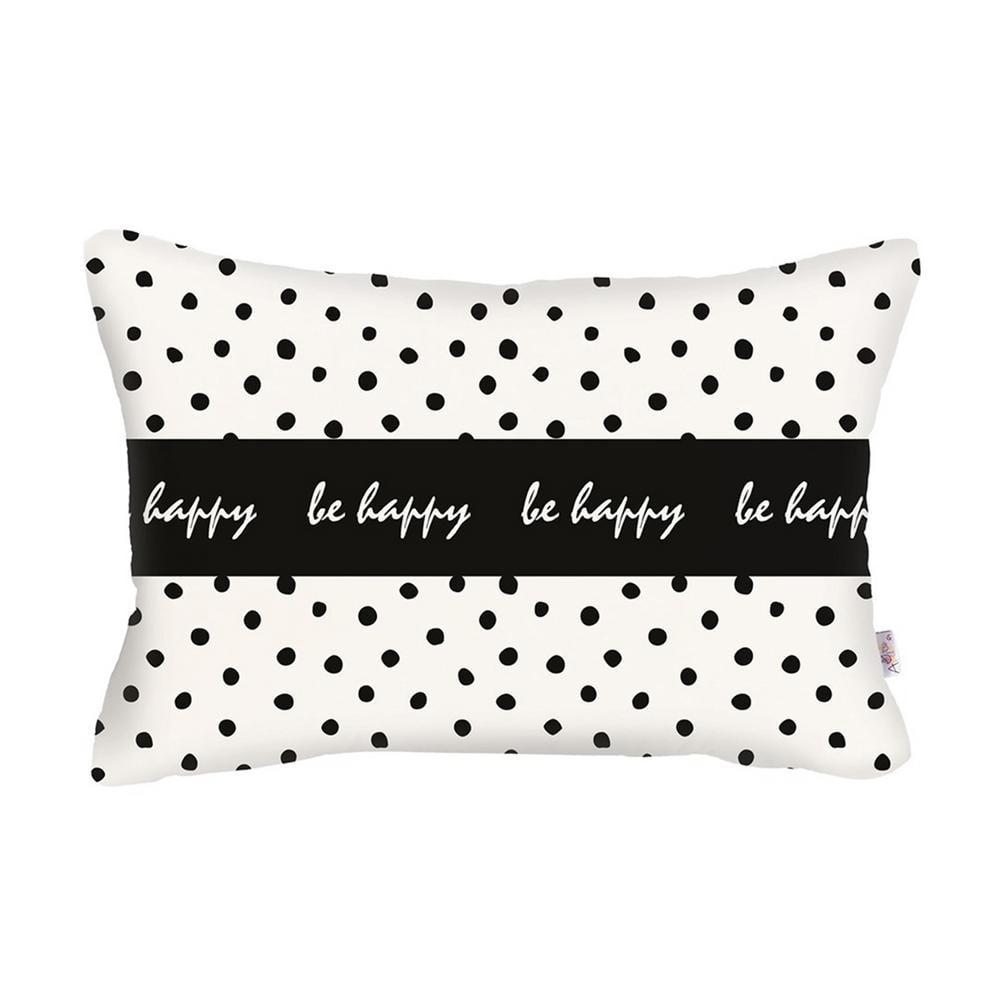 Be Happy Dots Decorative Rectangle Throw Pillow Cover