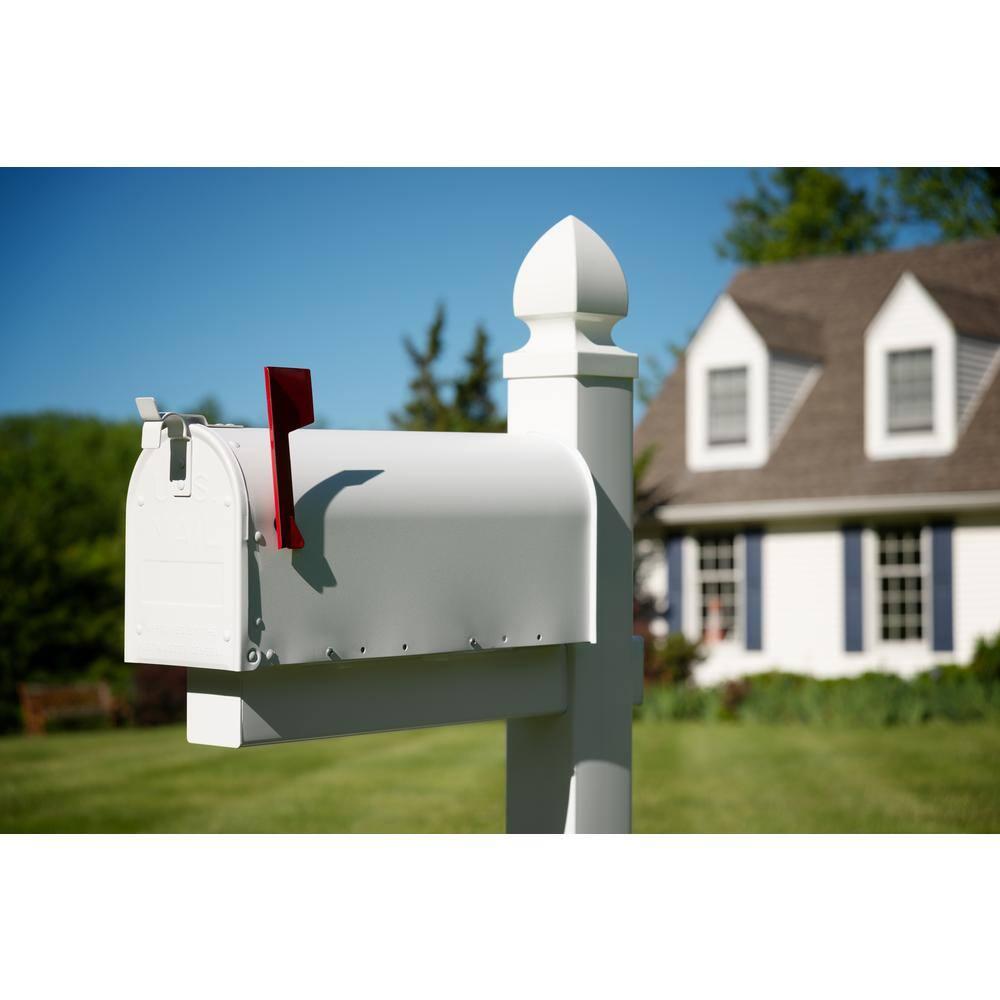 Medium White Aluminum Post Mount Mailbox
