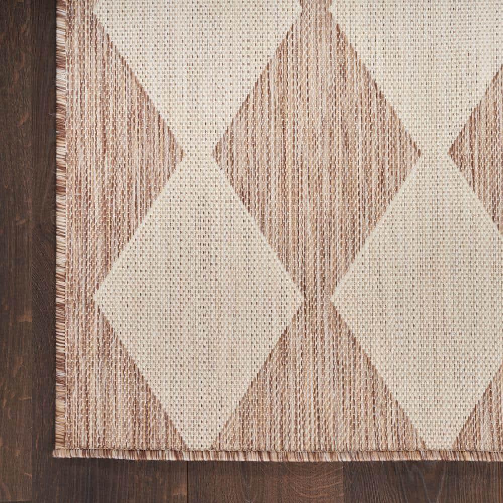 Nourison Positano 8' x 10' Beige Diamond Modern Flatweave Indoor/Outdoor Rug