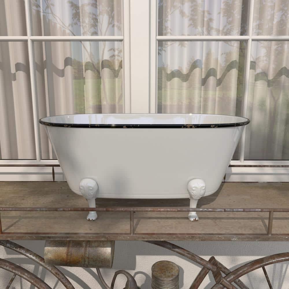 DecMode 20" x 9" Indoor Outdoor Bathtub White Metal Planter