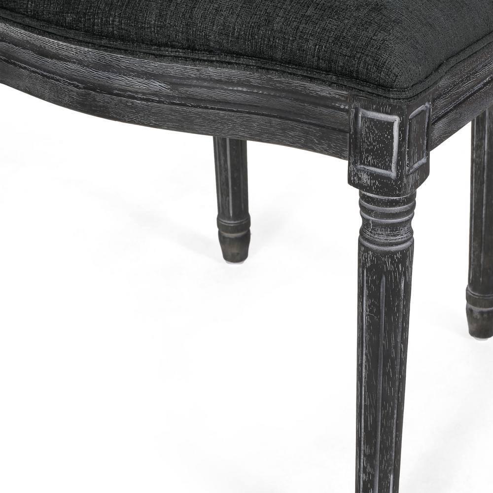 Noble House Acorn French Wood and Cane Upholstered Dining Chair, Set of 2, Gray