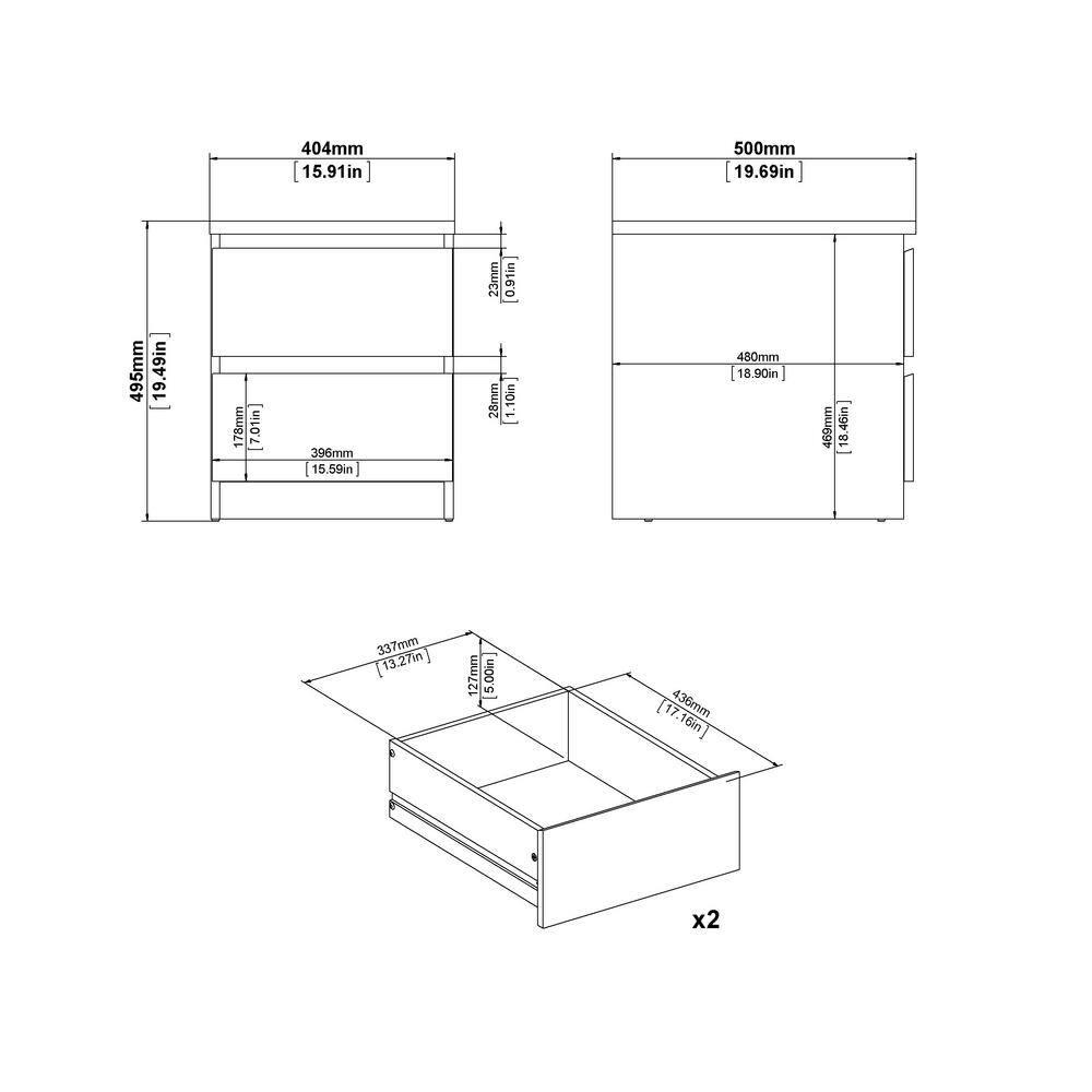 Tvilum Scottsdale 2 Drawer Bedroom Nightstand for Adults, Truffle Oak