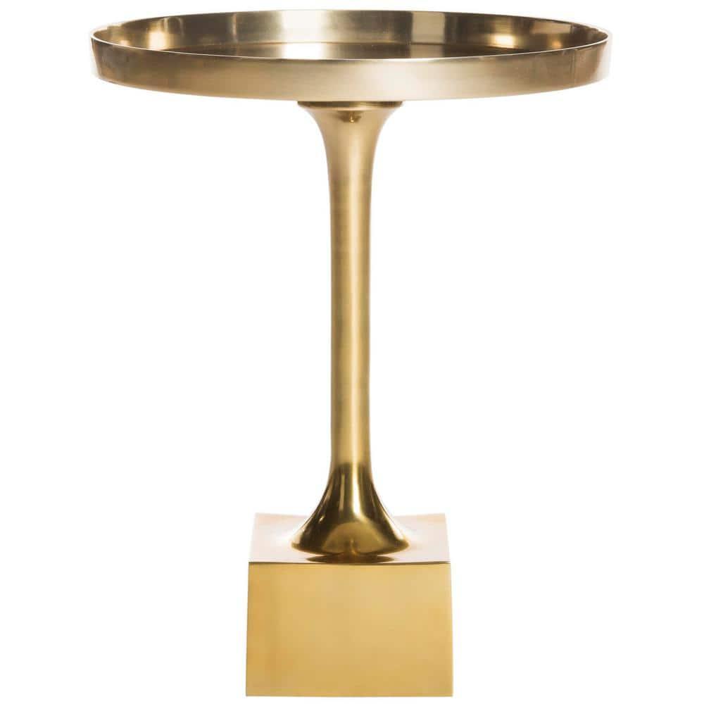 Corvus Round Side Table - FOX5519A - Antique Brass - Safavieh Couture