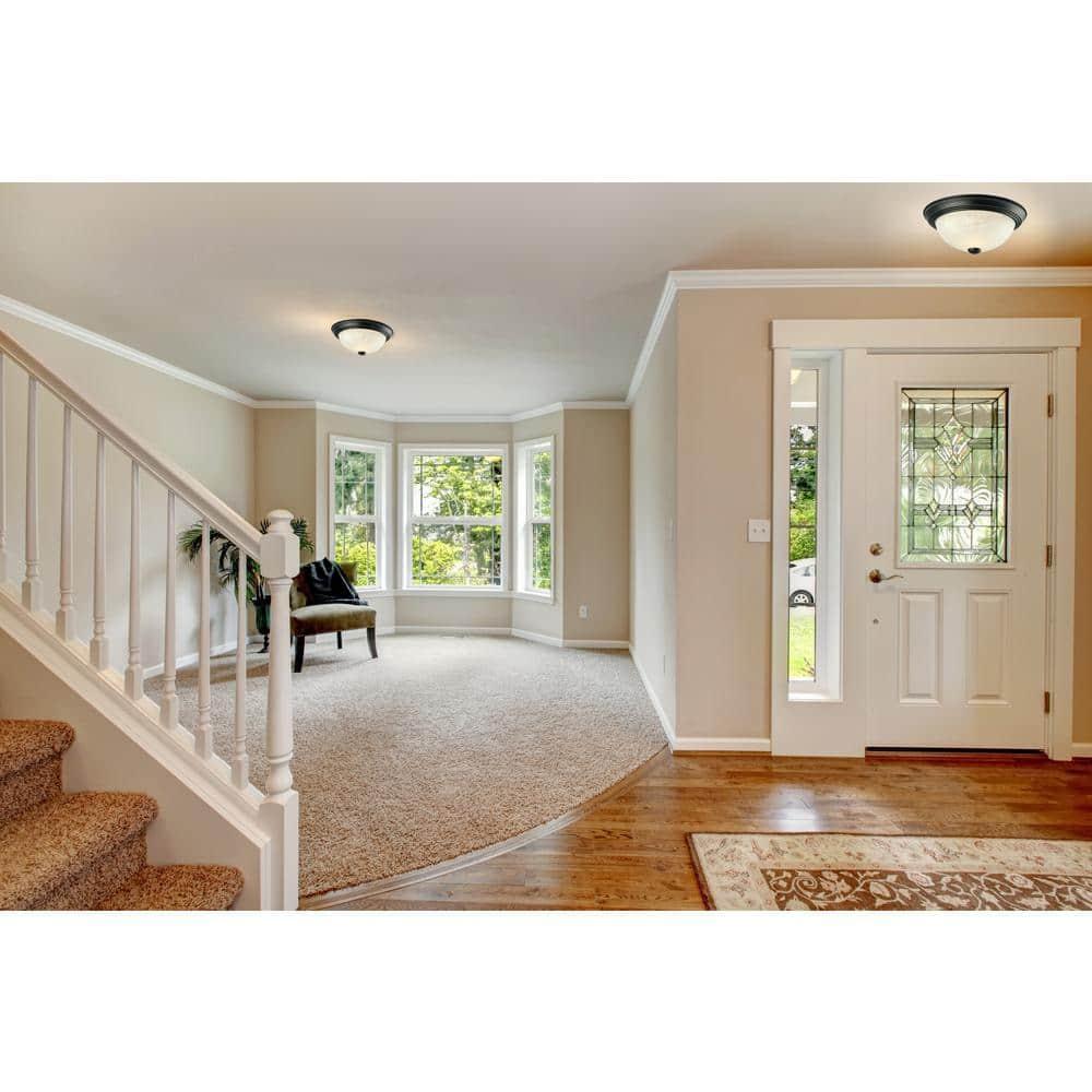 Design House 588251 Traditional 2 Pack 2-Light Indoor Dimmable Ceiling Light with Alabaster Glass for Bedroom Hallway Kitchen Dining Room, Matte Black