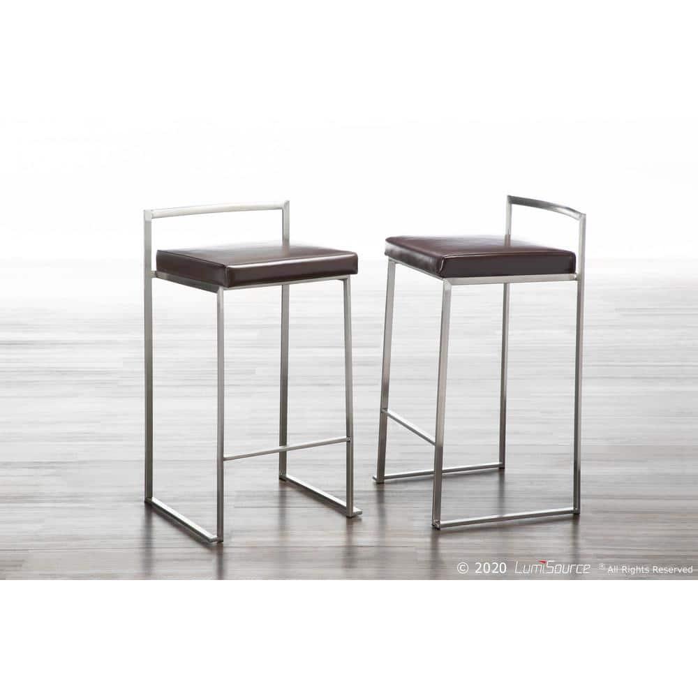Fuji Stackable Counter Stool  Brown, Set of 2
