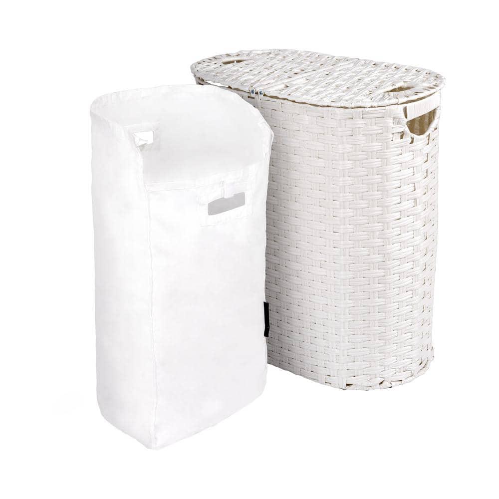 Handwoven Double Lidded Oval Hamper Sorter