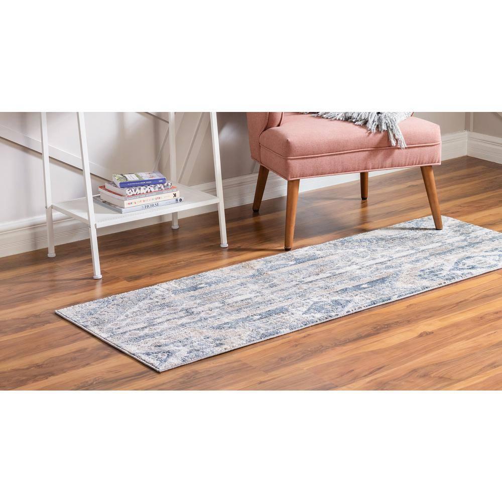 Unique Loom Portland Collection Area Rug - Orford (2' 2" x 12' Runner Navy Blue/Blue)