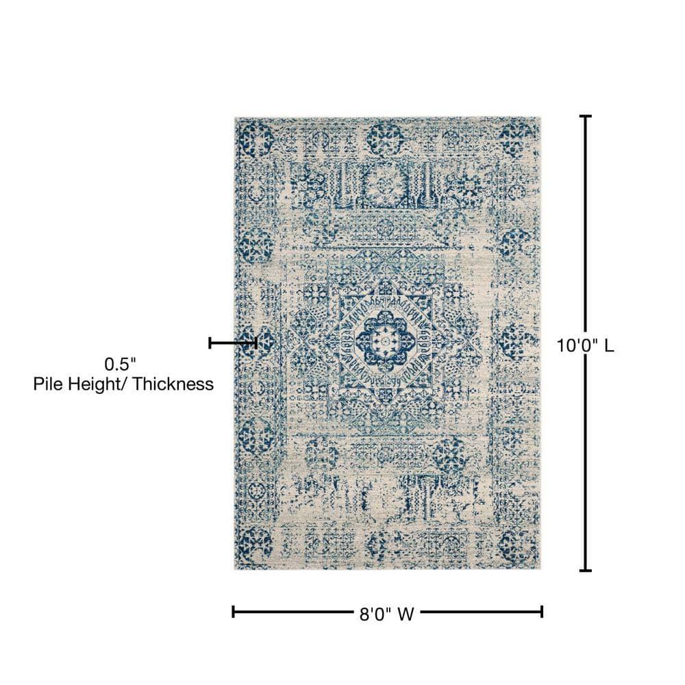 Evoke EVK260 Power Loomed Area Rug - Ivory/Blue - 8'x10' - Safavieh.