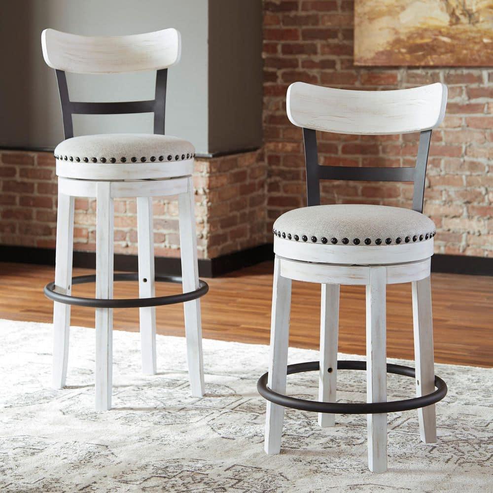 Gracie Oaks Design by Ashley Valebeck Modern Swivel Counter Height Barstool, Whitewash