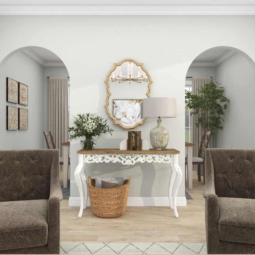 Wood Parisian Design Floral Ornate Detailing Console Table White - Olivia & May