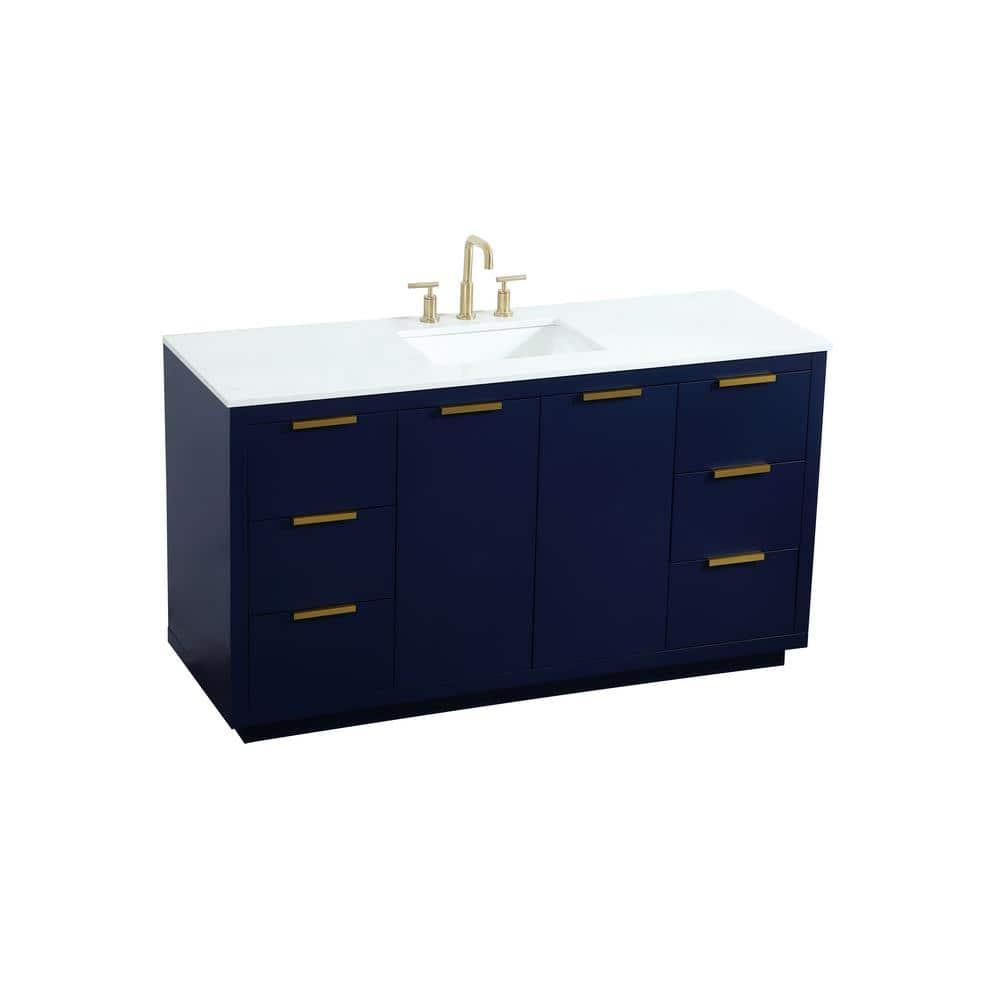 Elegant Decor Blake 60" Aluminum Alloy MDF Single Bathroom Vanity in Blue