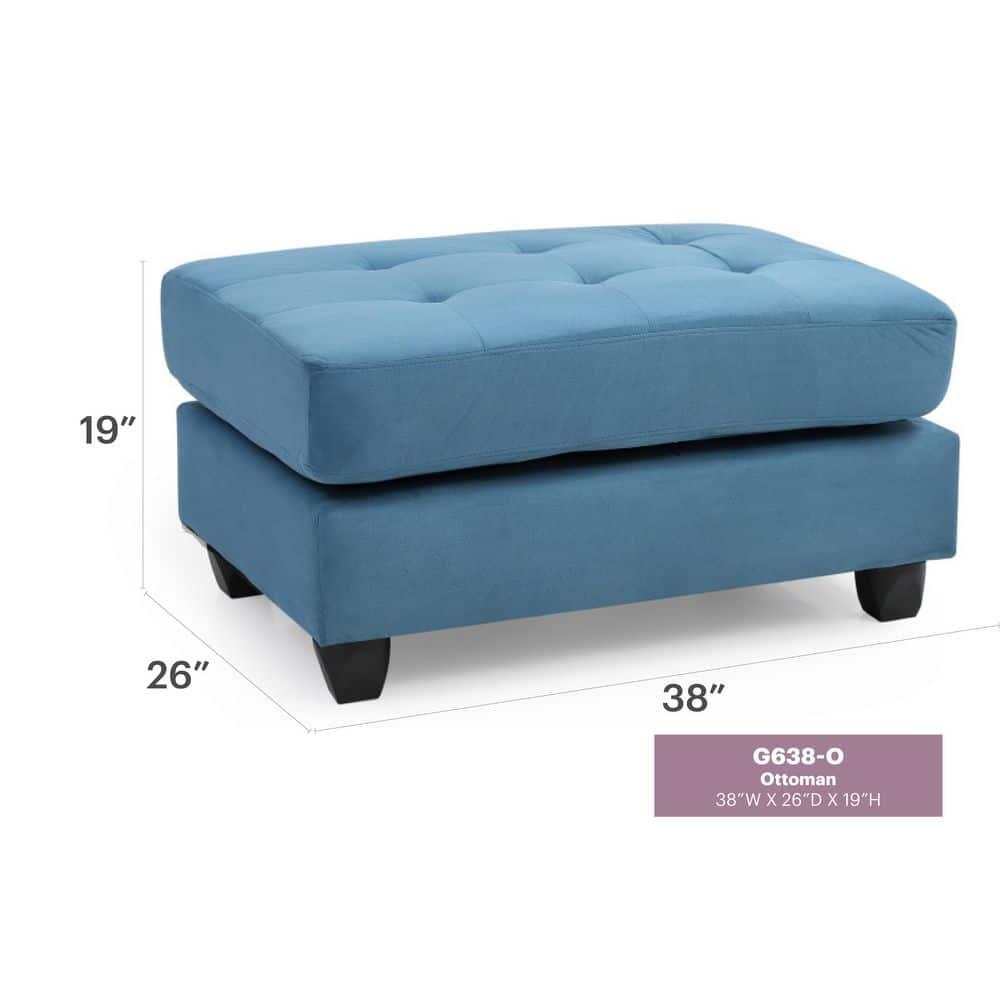 Passion Furniture Malone Aqua Tufted Ottoman