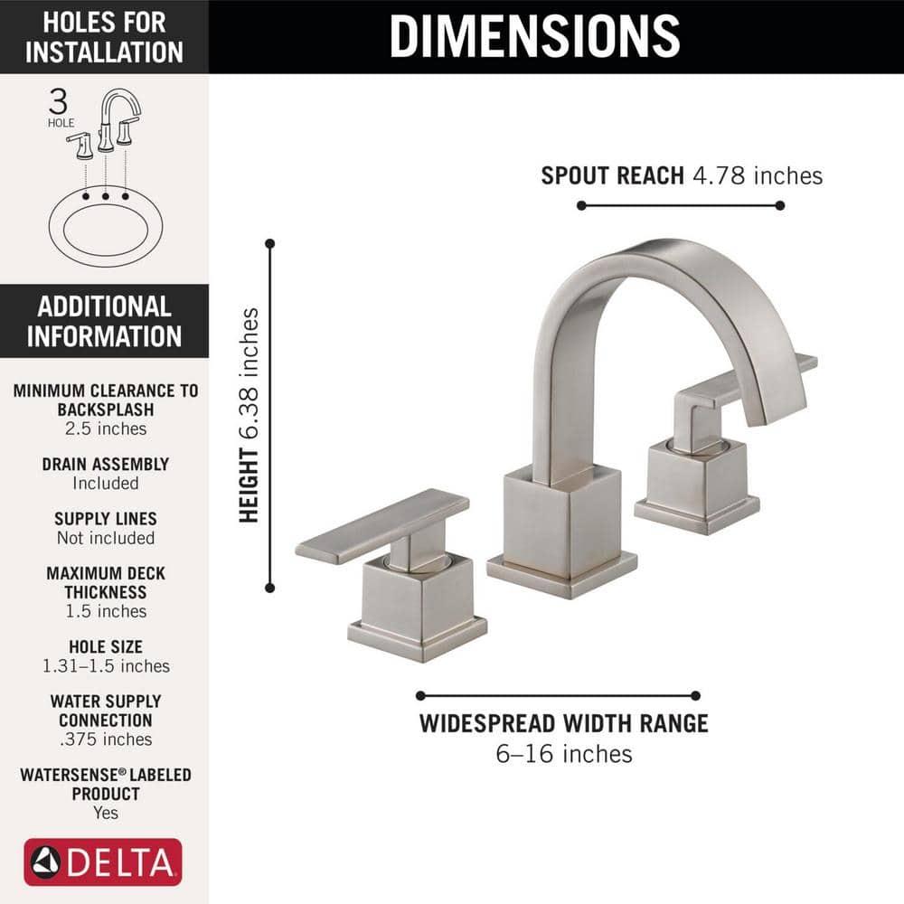 Vero Widespread Bathroom Faucet 3 Hole, 2-handle Bathroom Sink Faucet with Drain Assembly