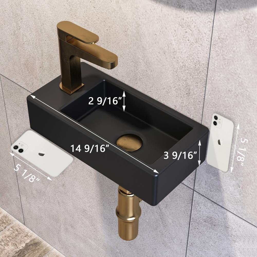 Liberty 14.57'' x 7'' Vitreous China Rectangular Wall Mount Bathroom Sink with Left Faucet Hole for Small Space