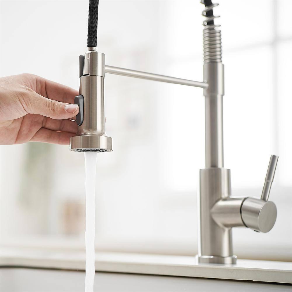 Fairub MAMCPM Brushed Nickel Kitchen Faucet With Pull Down Sprayer, Stainless Steel Kitchen Sink Faucets