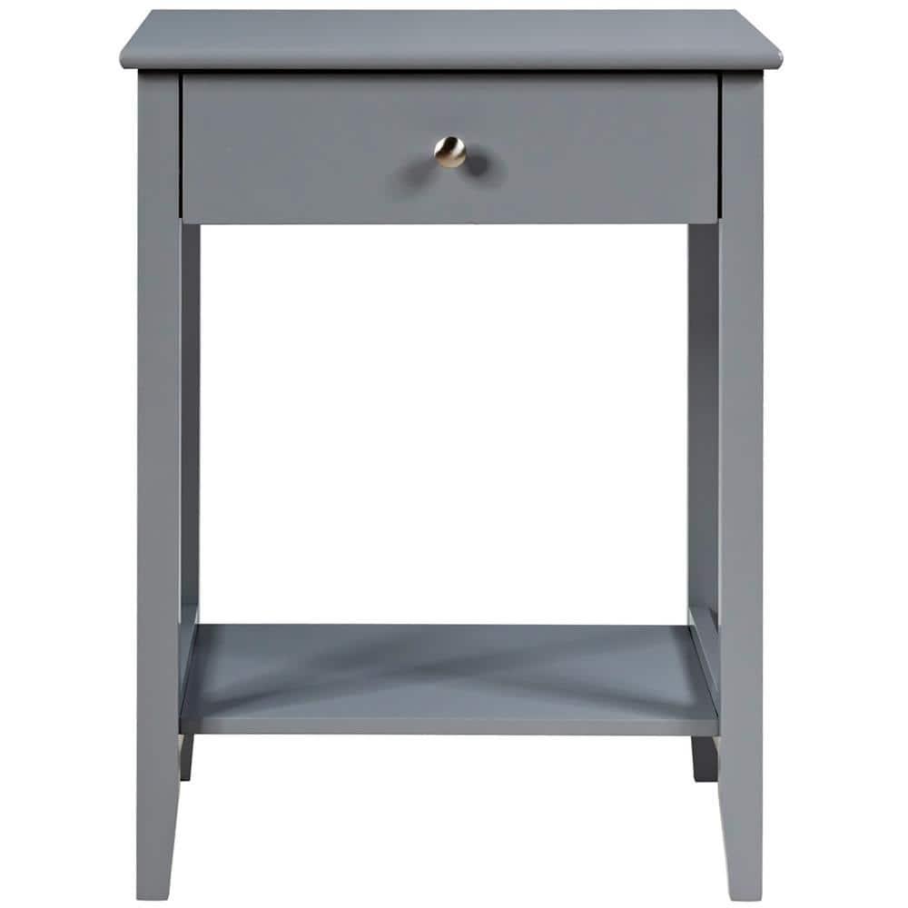 Costway Nightstand End Table Storage Display Bedroom Furniture Drawer Shelf Beside Grey