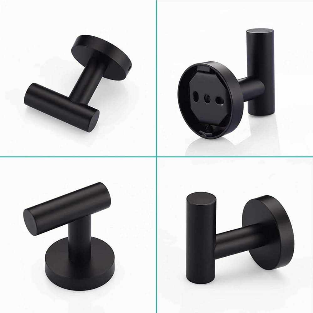 Matte Black Stainless Steel Wall Mounted J-Hook Set