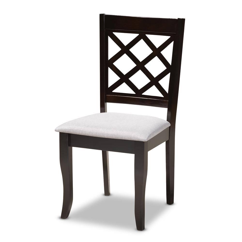 Baxton Studio Verner Silla de Comedor de Madera en Gris y Espresso - Juego de 4