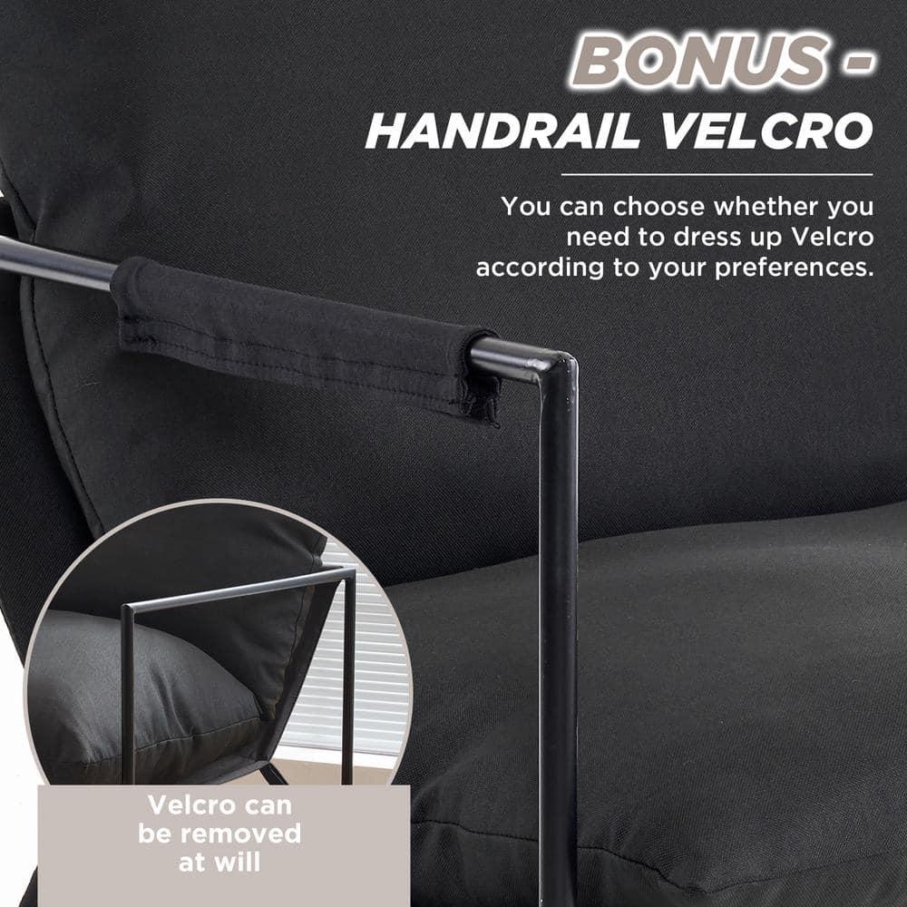 Mid Century Modern Accent Chair, Metal Framed Armchair, Sling Accent Chair with Microfiber Fabric Upholstery for Living Room Bedroom Home Office, Minimalist Style(Black)