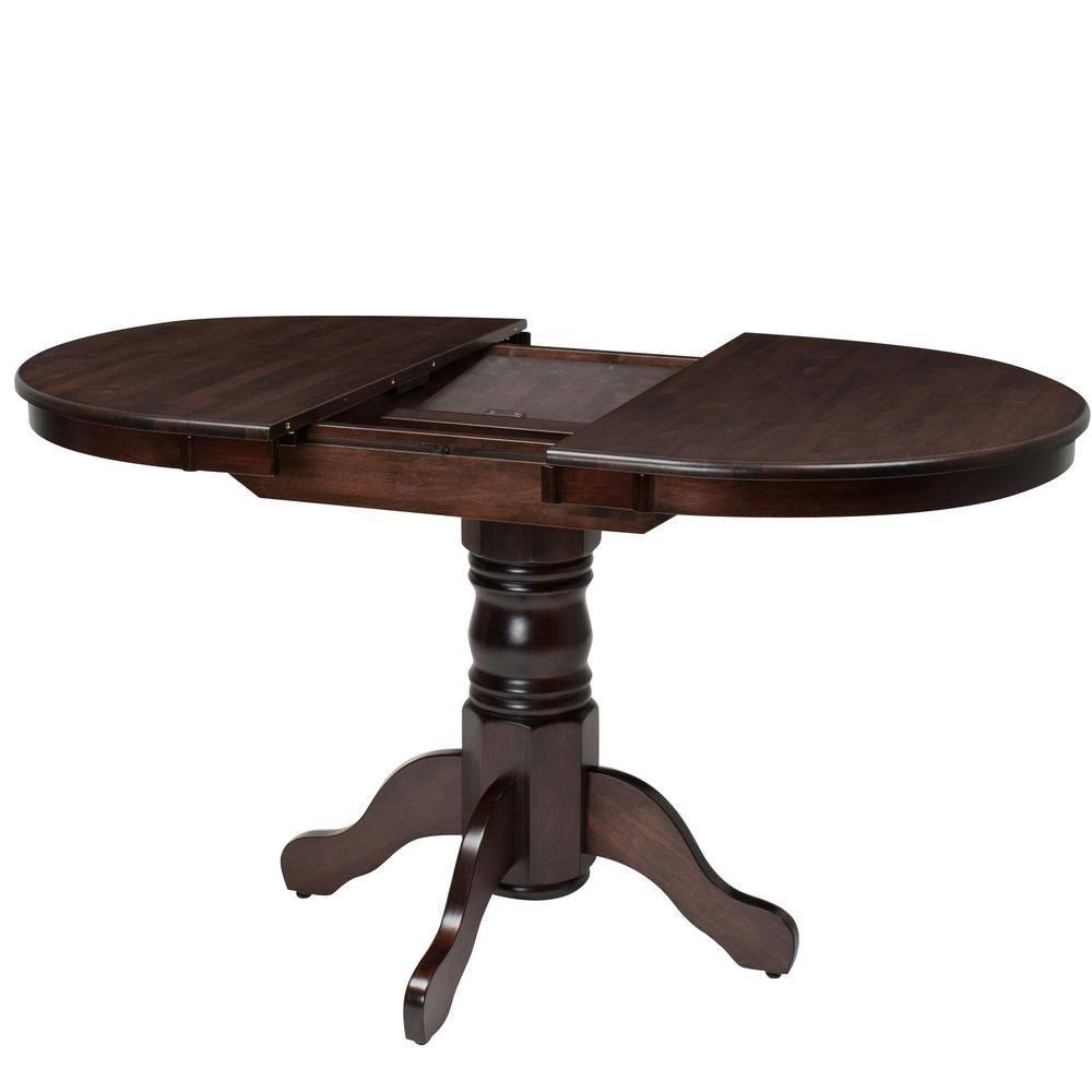 CorLiving Dillon Cappuccino Extendable Oval Dining Table with Wood Pedestal Base