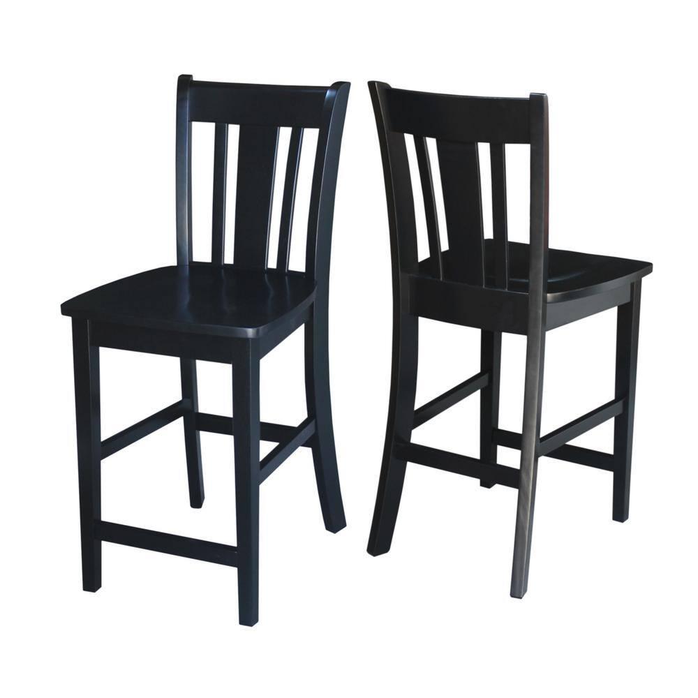 24" San Remo Counter Height Barstool Black - International Concepts: Solid Wood, Traditional Square Design, Durable Parawood