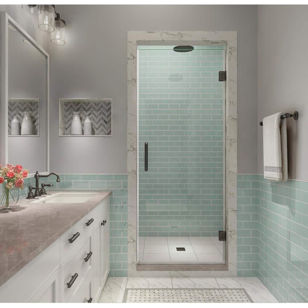 Aston SDR997EZ-NBR-35580 Kinkade XL 35.25" - 35.75" W x 80" H Hinged Frameless Shower Door