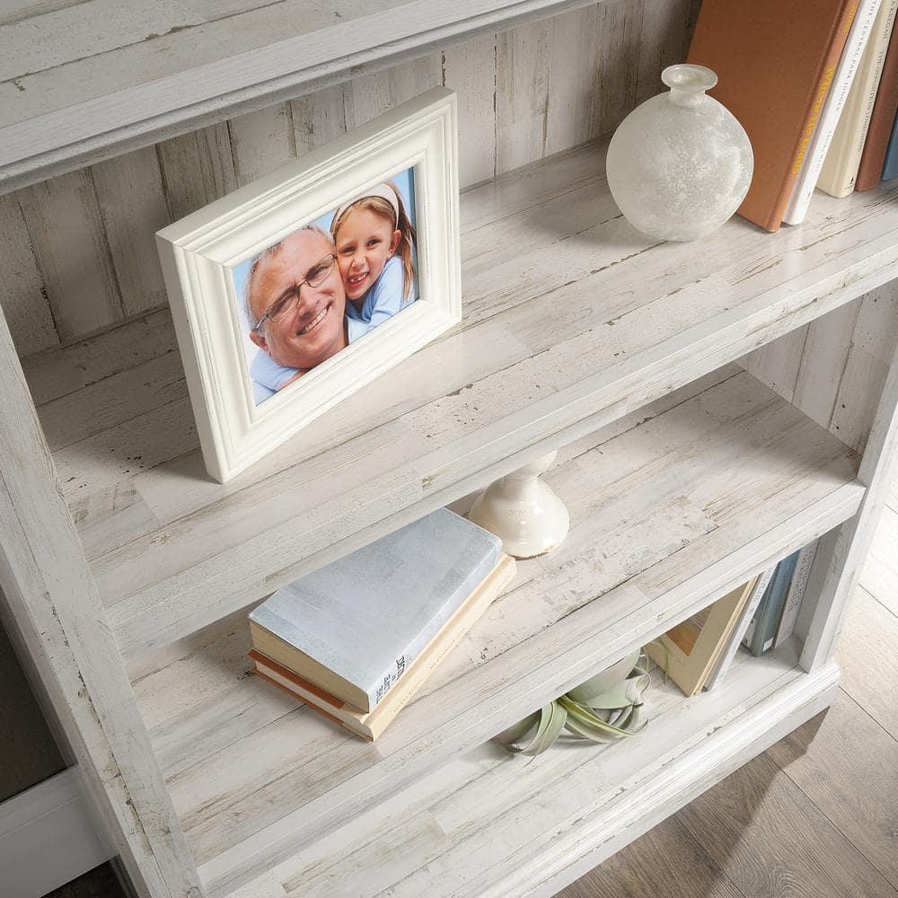 44" 3 Shelf Bookcase White - Sauder: Farmhouse Style, Smooth Laminate Finish, MDF Construction