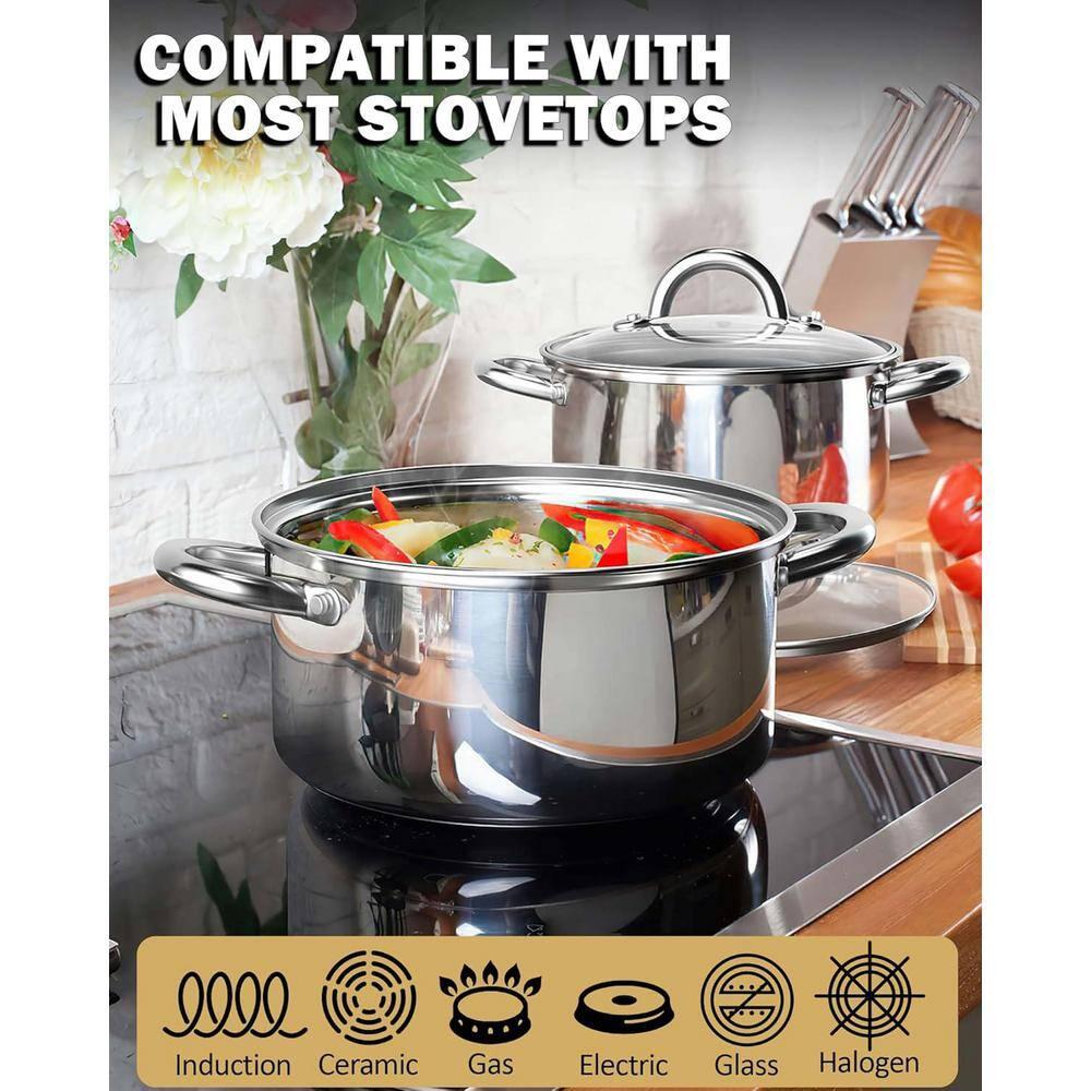 Cook N Home Cook N Home 5.5-quart Sauce Pot Stainless Steel Stockpot With Glass Lid, Basics Saucier Casserole Stock Pot